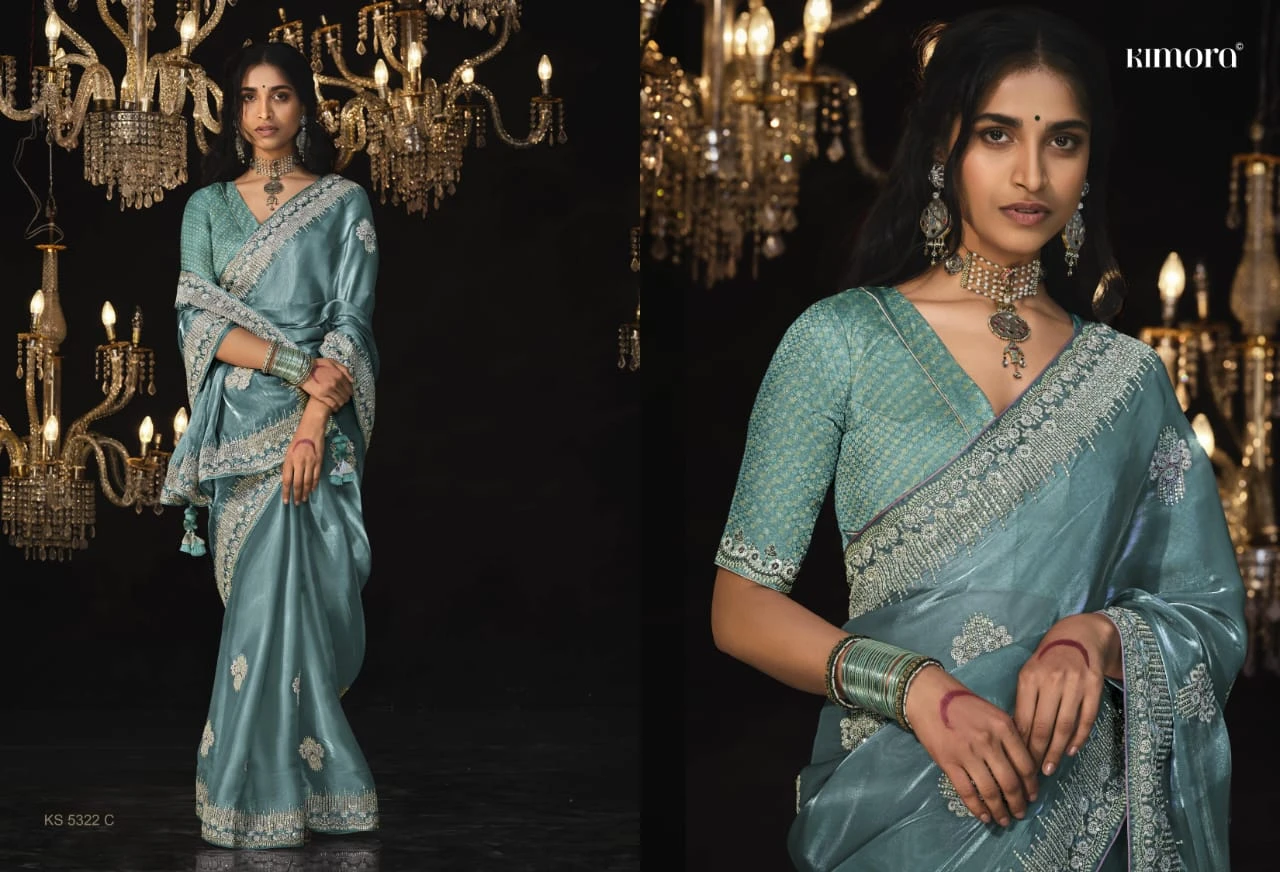 Kimora Kajal 5322 Hits Glass Tissue Silk Wholesale Designer Sarees Catalog — Wholesale Sarees, Kimora wholesale from Surat - Gallery Image 4